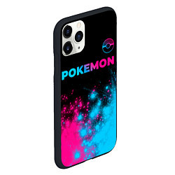 Чехол iPhone 11 Pro матовый Pokemon - neon gradient: символ сверху, цвет: 3D-черный — фото 2