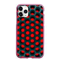 Чехол iPhone 11 Pro матовый Сотовая структура 3D, цвет: 3D-малиновый