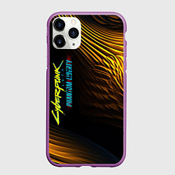 Чехол iPhone 11 Pro матовый Black yellow cyberpunk phantom liberty, цвет: 3D-фиолетовый