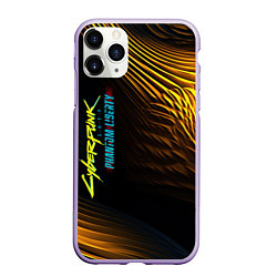 Чехол iPhone 11 Pro матовый Black yellow cyberpunk phantom liberty, цвет: 3D-светло-сиреневый