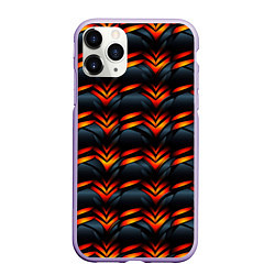 Чехол iPhone 11 Pro матовый Orange abstract black, цвет: 3D-светло-сиреневый