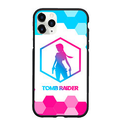 Чехол iPhone 11 Pro матовый Tomb Raider neon gradient style, цвет: 3D-черный