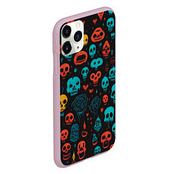 Чехол iPhone 11 Pro матовый Skull party, цвет: 3D-розовый — фото 2