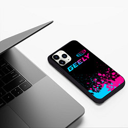 Чехол iPhone 11 Pro матовый Geely - neon gradient: символ сверху, цвет: 3D-черный — фото 2