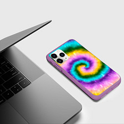 Чехол iPhone 11 Pro матовый Тай дай стиль, цвет: 3D-фиолетовый — фото 2