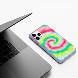 Чехол iPhone 11 Pro матовый Тай дай клубничный, цвет: 3D-светло-сиреневый — фото 2
