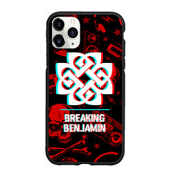 Чехол iPhone 11 Pro матовый Breaking Benjamin rock glitch, цвет: 3D-черный