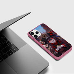 Чехол iPhone 11 Pro матовый Ху тао с призраками - Геншин, цвет: 3D-малиновый — фото 2