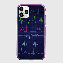 Чехол iPhone 11 Pro матовый Color pulse, цвет: 3D-фиолетовый