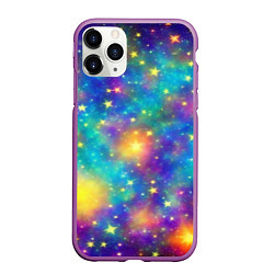 Чехол iPhone 11 Pro матовый Звездный космос, сияющий волшебством, цвет: 3D-фиолетовый