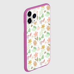 Чехол iPhone 11 Pro матовый Листики цветочки, цвет: 3D-фиолетовый — фото 2