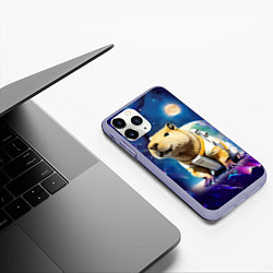 Чехол iPhone 11 Pro матовый Капибара-космонавт - нейросеть, цвет: 3D-светло-сиреневый — фото 2