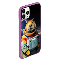Чехол iPhone 11 Pro матовый Capy astronaut - Nasa - neural network, цвет: 3D-фиолетовый — фото 2