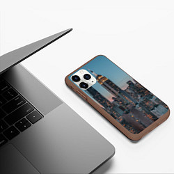 Чехол iPhone 11 Pro матовый Утренний город с небоскребами, цвет: 3D-коричневый — фото 2