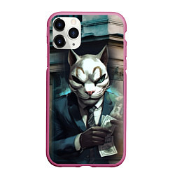 Чехол iPhone 11 Pro матовый Payday cat, цвет: 3D-малиновый