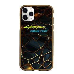 Чехол iPhone 11 Pro матовый Cyberpunk 2077 phantom liberty gold abstract, цвет: 3D-коричневый