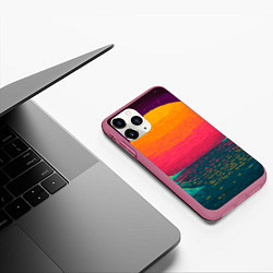 Чехол iPhone 11 Pro матовый Синтовый закат, цвет: 3D-малиновый — фото 2