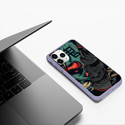 Чехол iPhone 11 Pro матовый Демон самурай - Они, цвет: 3D-светло-сиреневый — фото 2