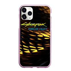 Чехол iPhone 11 Pro матовый Cyberpunk 2077 phantom liberty black gold, цвет: 3D-розовый