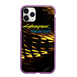 Чехол iPhone 11 Pro матовый Cyberpunk 2077 phantom liberty black gold, цвет: 3D-фиолетовый