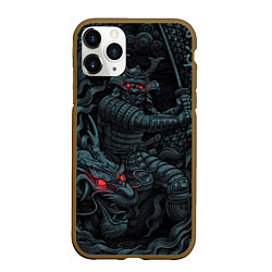 Чехол iPhone 11 Pro матовый Samurai and dragon, цвет: 3D-коричневый