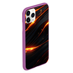 Чехол iPhone 11 Pro матовый Золотые волны со свечением, цвет: 3D-фиолетовый — фото 2