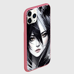 Чехол iPhone 11 Pro матовый Аниме девушка-лиса, цвет: 3D-малиновый — фото 2