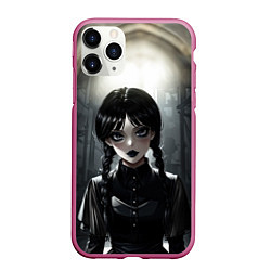 Чехол iPhone 11 Pro матовый Аниме готическая девушка в темной комнате, цвет: 3D-малиновый