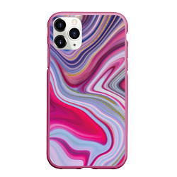 Чехол iPhone 11 Pro матовый Scarlet waves, цвет: 3D-малиновый