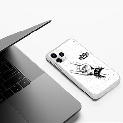 Чехол iPhone 11 Pro матовый Five Finger Death Punch и рок символ, цвет: 3D-белый — фото 2