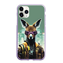 Чехол iPhone 11 Pro матовый Cool kangaroo - cyberpunk, цвет: 3D-светло-сиреневый