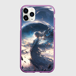 Чехол iPhone 11 Pro матовый Небесная девушка от нейросети, цвет: 3D-фиолетовый