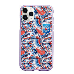 Чехол iPhone 11 Pro матовый Русские узоры и герб, цвет: 3D-светло-сиреневый