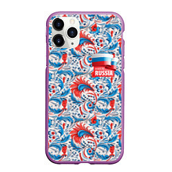 Чехол iPhone 11 Pro матовый Russia pattern, цвет: 3D-фиолетовый