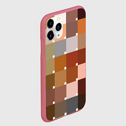 Чехол iPhone 11 Pro матовый Brown squares, цвет: 3D-малиновый — фото 2