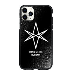 Чехол iPhone 11 Pro матовый Bring Me the Horizon glitch на темном фоне, цвет: 3D-черный