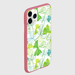 Чехол iPhone 11 Pro матовый Зеленая листва, цвет: 3D-малиновый — фото 2