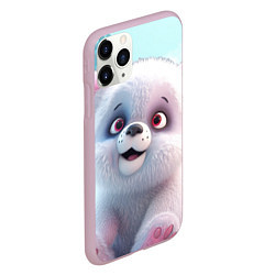 Чехол iPhone 11 Pro матовый Милый белый пушистый медвежонок, цвет: 3D-розовый — фото 2