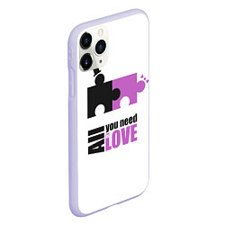 Чехол iPhone 11 Pro матовый Пазлы любви, цвет: 3D-светло-сиреневый — фото 2