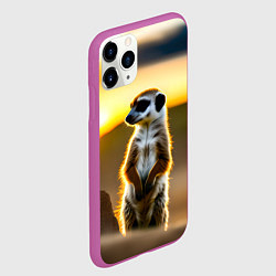 Чехол iPhone 11 Pro матовый Сурикат на фоне рассвета, цвет: 3D-фиолетовый — фото 2