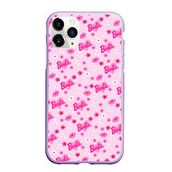 Чехол iPhone 11 Pro матовый Барби, сердечки и цветочки, цвет: 3D-светло-сиреневый