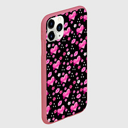 Чехол iPhone 11 Pro матовый Черный фон, барби и цветы, цвет: 3D-малиновый — фото 2