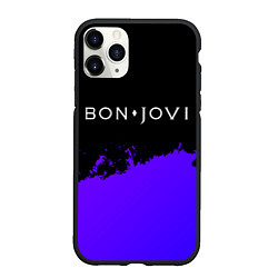 Чехол iPhone 11 Pro матовый Bon Jovi purple grunge, цвет: 3D-черный