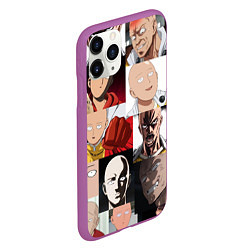 Чехол iPhone 11 Pro матовый Saitama - many faces, цвет: 3D-фиолетовый — фото 2