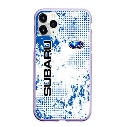 Чехол iPhone 11 Pro матовый Subaru blue logo, цвет: 3D-светло-сиреневый