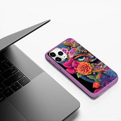 Чехол iPhone 11 Pro матовый Irezumi - Japan - tattoo, цвет: 3D-фиолетовый — фото 2