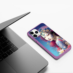 Чехол iPhone 11 Pro матовый Japanese girl - irezumi - tattoo - art, цвет: 3D-фиолетовый — фото 2