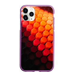 Чехол iPhone 11 Pro матовый Hexagon orange, цвет: 3D-фиолетовый