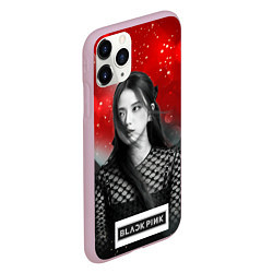 Чехол iPhone 11 Pro матовый Jisoo black red background, цвет: 3D-розовый — фото 2