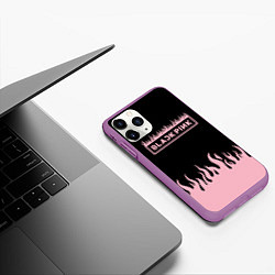 Чехол iPhone 11 Pro матовый Blackpink - flames, цвет: 3D-фиолетовый — фото 2